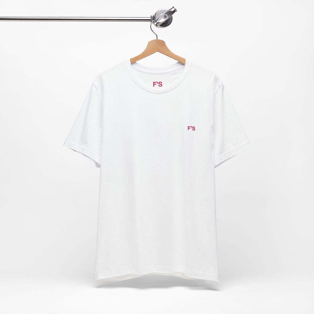 Minimal Pink 'FS' Chest Logo Tee — Women's Casual Short Sleeve Shirt