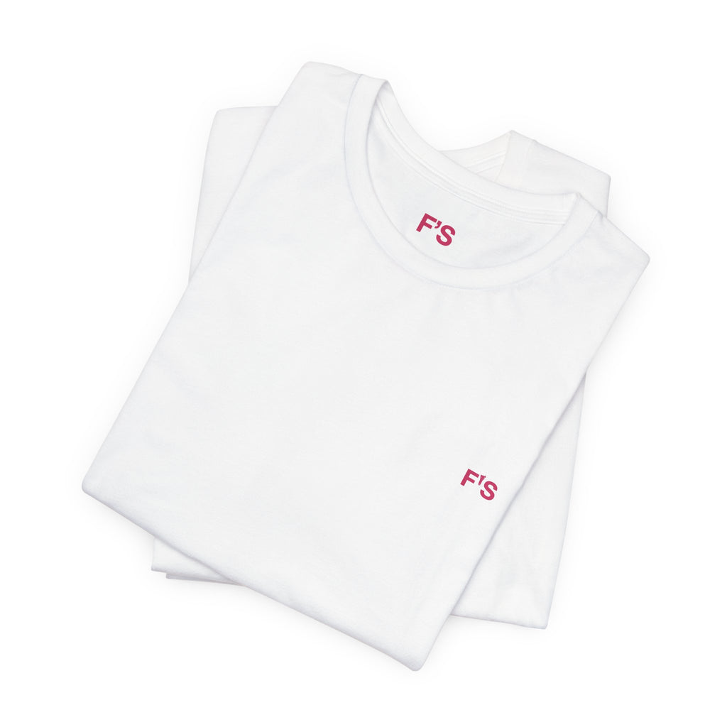 Minimal Pink 'FS' Chest Logo Tee — Women's Casual Short Sleeve Shirt
