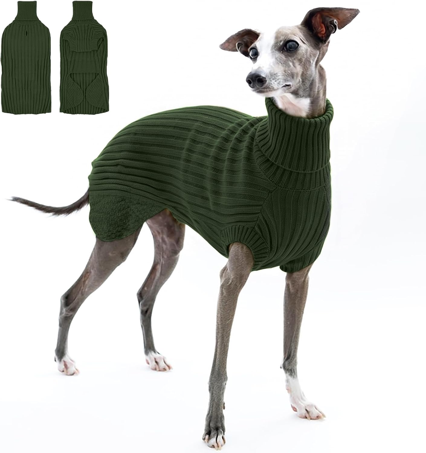 Lekki sweter dla whippeta – zielony