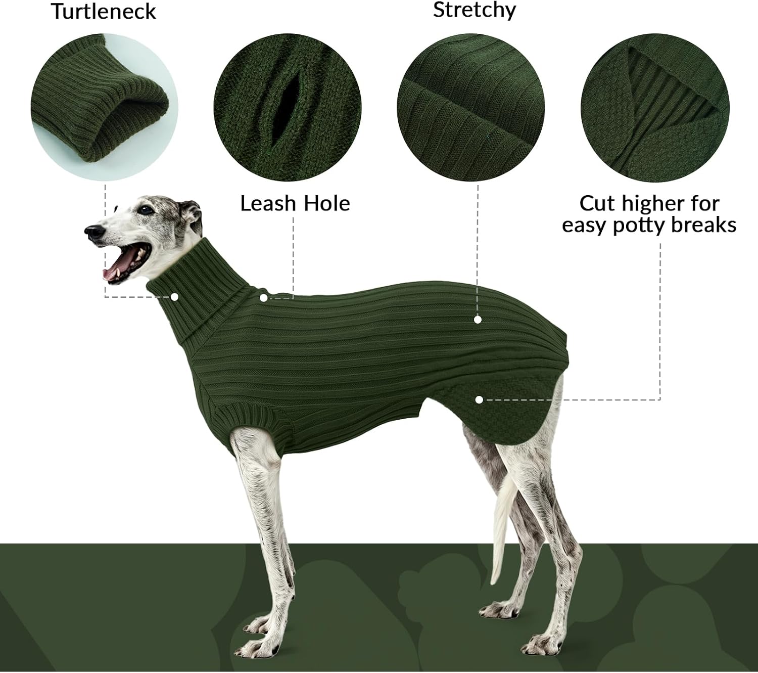 Lekki sweter dla whippeta – zielony